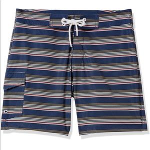 Goodthreads mens striped swim trunks navy blue